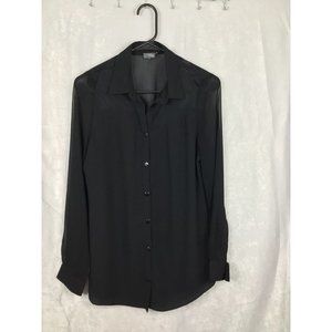 Sparkle & Fade Women Sheer Long Sleeve Black Blouse, Size S